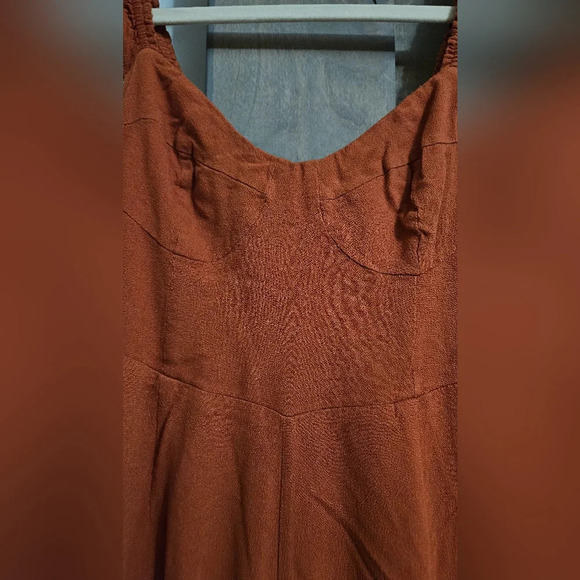 COTTON CANDY ruffle strap pant jumpsuit. Rust color. Size medium - Picture 7 of 14